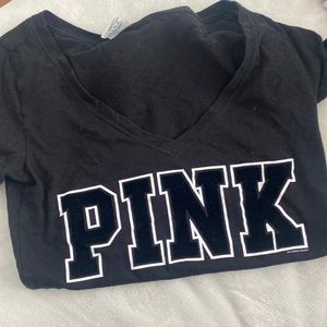 PINK, t shirt, black, S or M